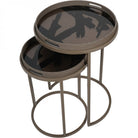 Impasto Taupe Brushstroke Side Tray Tables Set of 2 by Libra Interiors