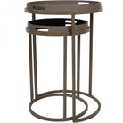 Impasto Taupe Brushstroke Side Tray Tables Set of 2 by Libra Interiors