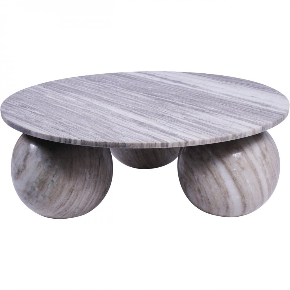 Salento Grey Marble Round Coffee Table by Libra Interiors