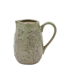 Meadow Embossed Ceramic Jug Sage by Abode