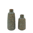 Reno Reactive Glaze Vase Teal/Brown (Set of 2) by Abode