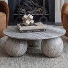 Salento Grey Marble Round Coffee Table by Libra Interiors