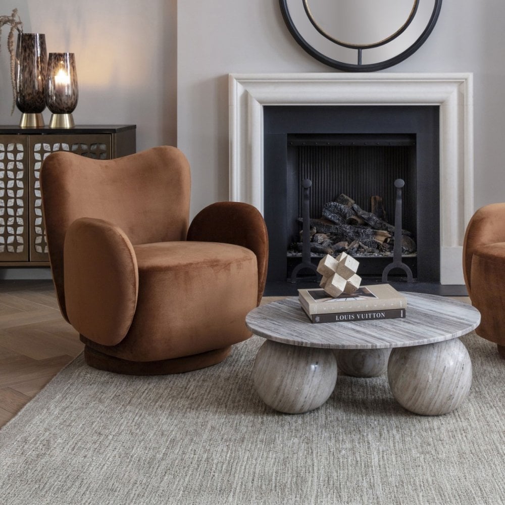 Salento Grey Marble Round Coffee Table by Libra Interiors