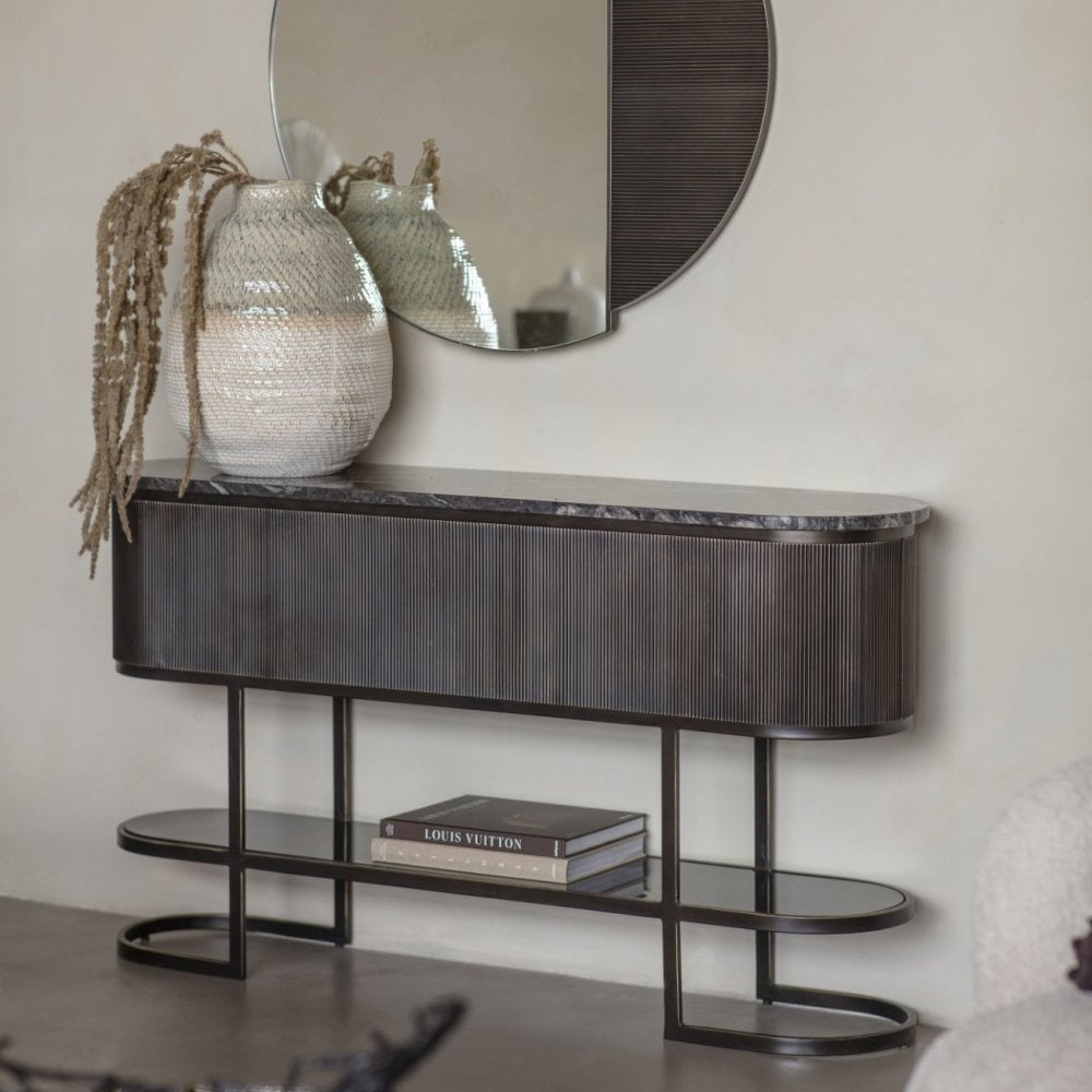 Belvedere Black Console Table With Shelf – Decorum Interiors