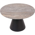 Clifton II Charcoal Black & Dark Travertine Coffee Table Small 60cm by Libra Interiors