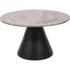Clifton II Charcoal Black & Dark Travertine Coffee Table Large 75cm by Libra Interiors