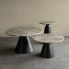 Clifton II Charcoal Black & Dark Travertine Coffee Table Large 75cm by Libra Interiors