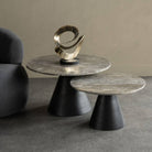 Clifton II Charcoal Black & Dark Travertine Coffee Table Large 75cm by Libra Interiors