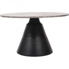 Clifton II Charcoal Black & Dark Travertine Coffee Table Large 75cm by Libra Interiors