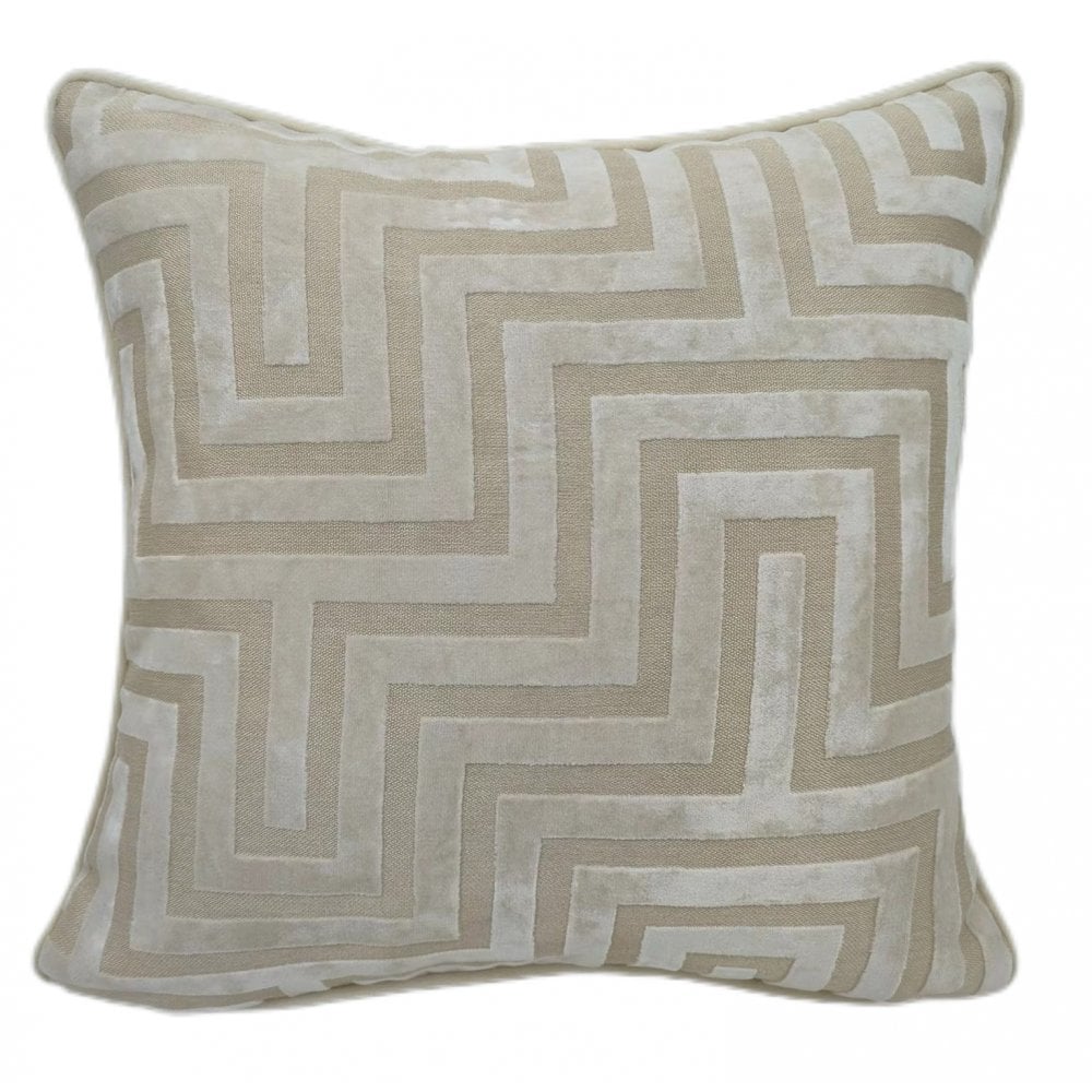 Amazing Maze Cut Velvet Cushion - Ivory Malini