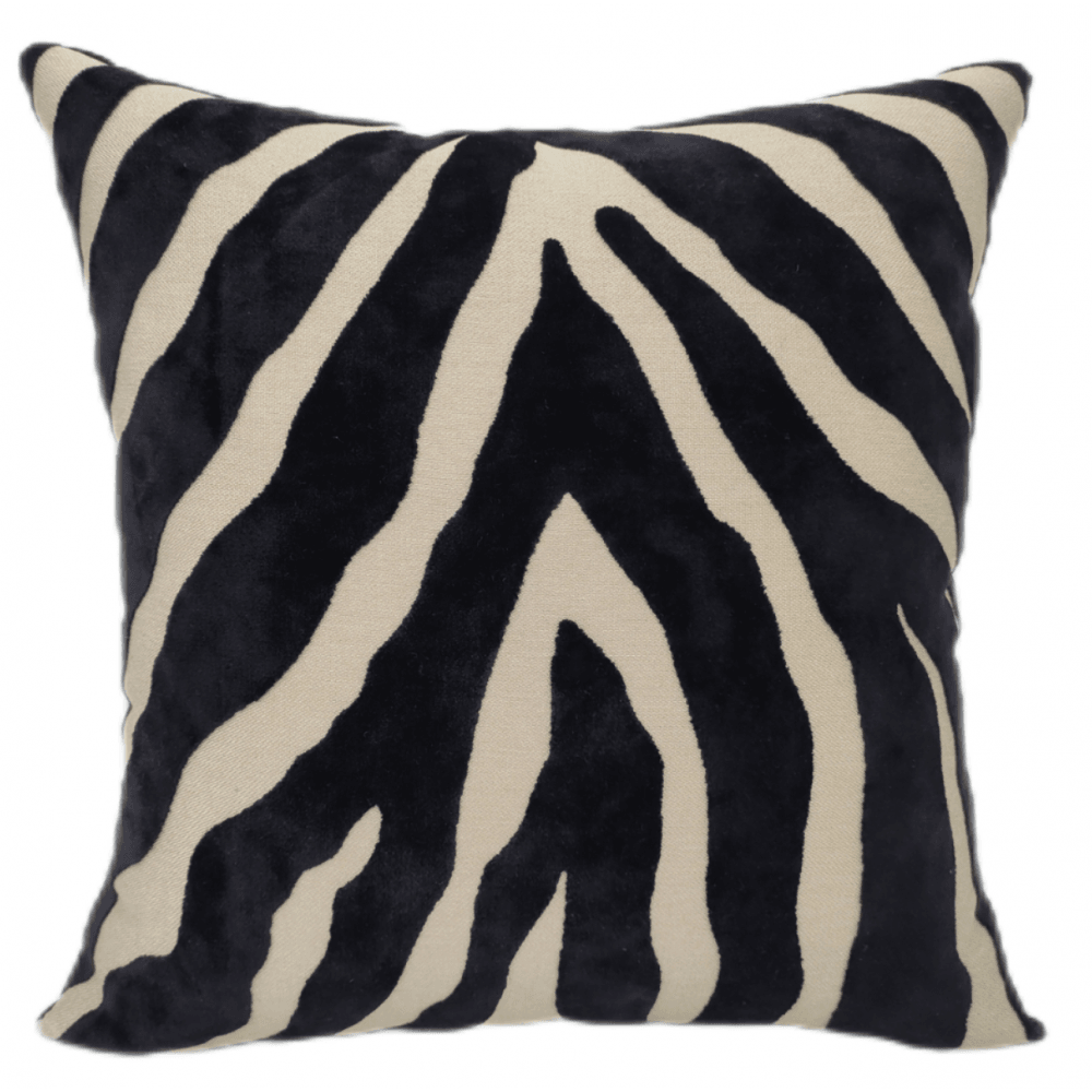 Zebedeedodah Zebra Velvet Cushion 43cm - Black Malini