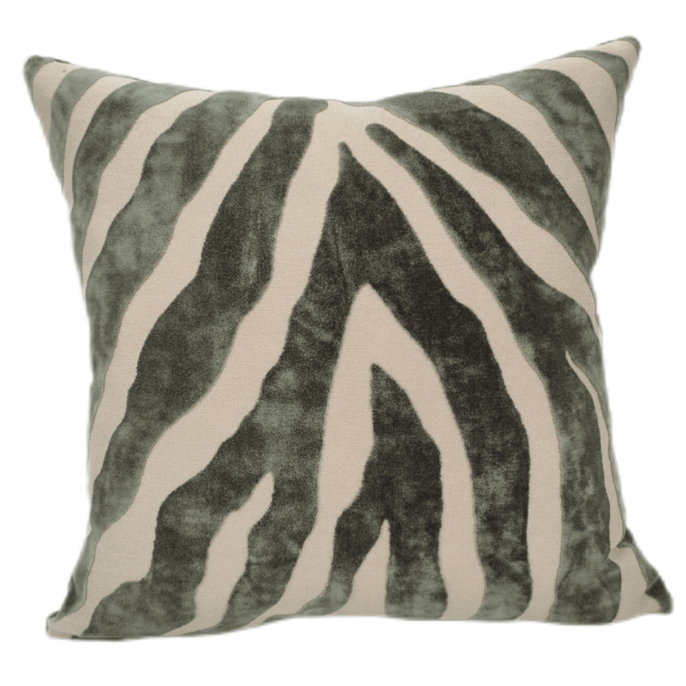 Zebedeedodah Zebra Velvet Cushion 43cm -  Sage Malini