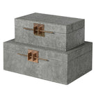 Set Of 2 Grey Shagreen Crossbar Boxes by Kensington