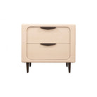 Tempio Bedside Table Light Oak Wood Steel Black Legs 2 Drawer by Mindy Brownes
