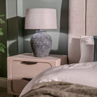 Tempio Bedside Table Light Oak Wood Steel Black Legs 2 Drawer by Mindy Brownes