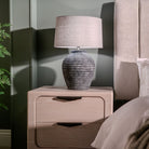 Tempio Bedside Table Light Oak Wood Steel Black Legs 2 Drawer by Mindy Brownes