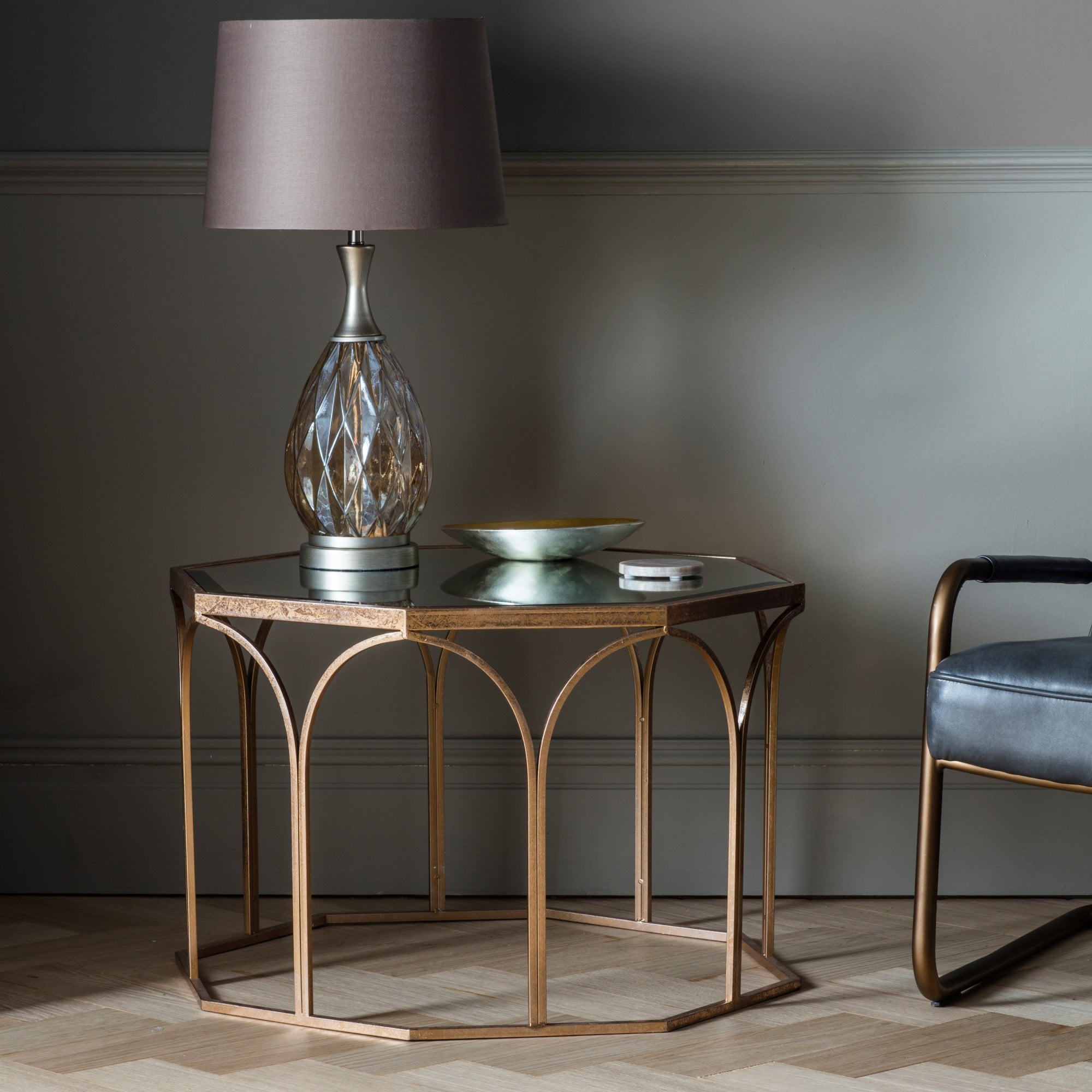 Canterbury Gold & Glass Coffee Table by Abode