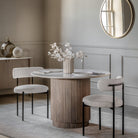 Marmo Round Mango Wood & White Marble Dining Table by Abode