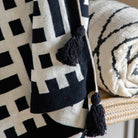 Meton Knitted Tassel Throw - Black by Abode