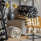Meton Knitted Tassel Throw - Black by Abode