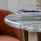Lusso Round Dining Table Green Marble Top & Glass Fibre Reinforced Concrete Base by Abode