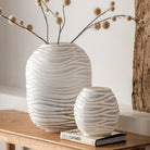 Andorra Large Handblown Carved Glass Vase White by Abode