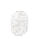 Andorra Large Handblown Carved Glass Vase White by Abode