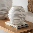 Andorra Small Handblown Carved Glass Vase White by Abode