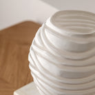 Andorra Small Handblown Carved Glass Vase White by Abode