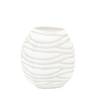 Andorra Small Handblown Carved Glass Vase White by Abode