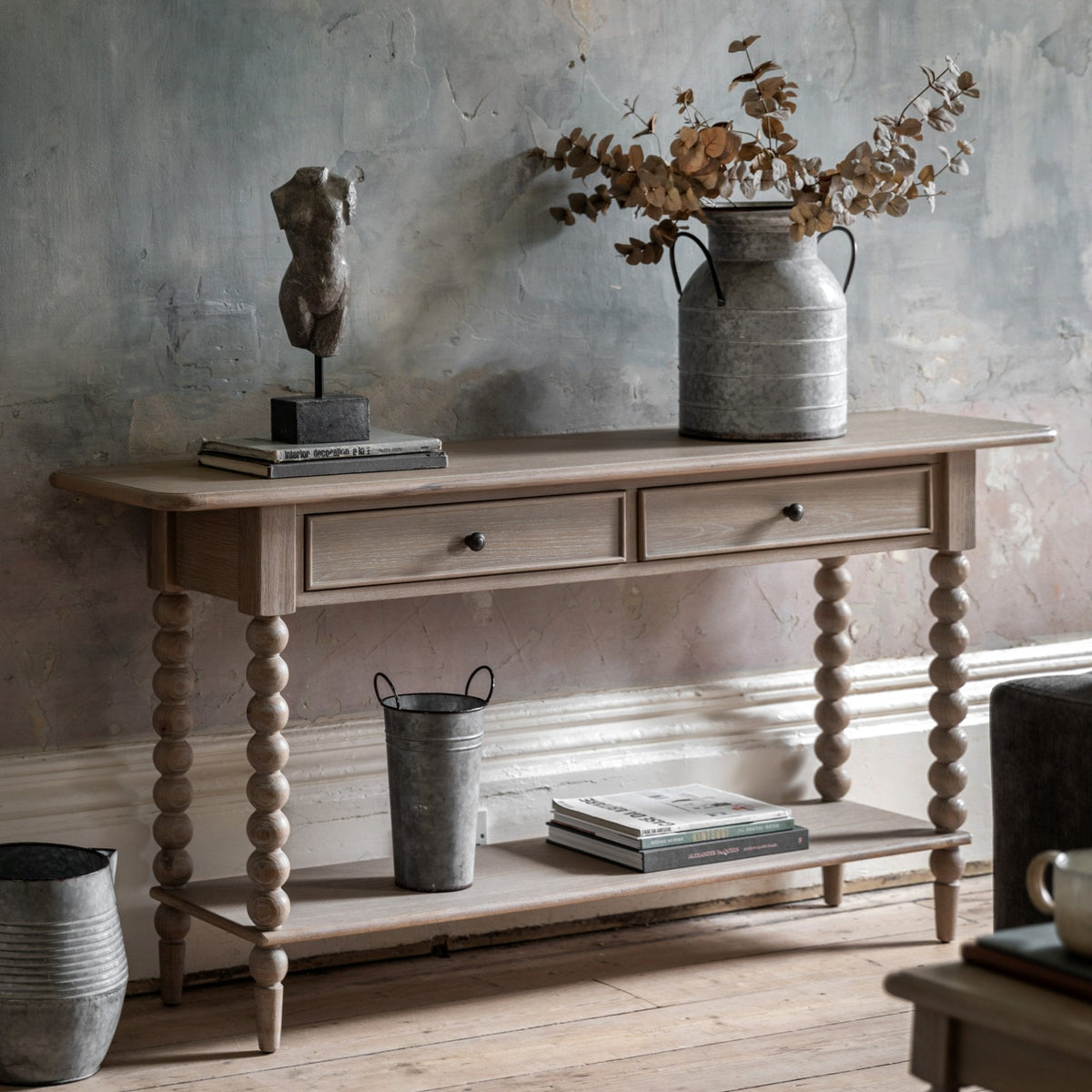 Artisan Natural Oak 2 Drawer Console Table – Decorum Interiors