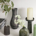 Enya Fluted Vase Large Antique Grey by Abode