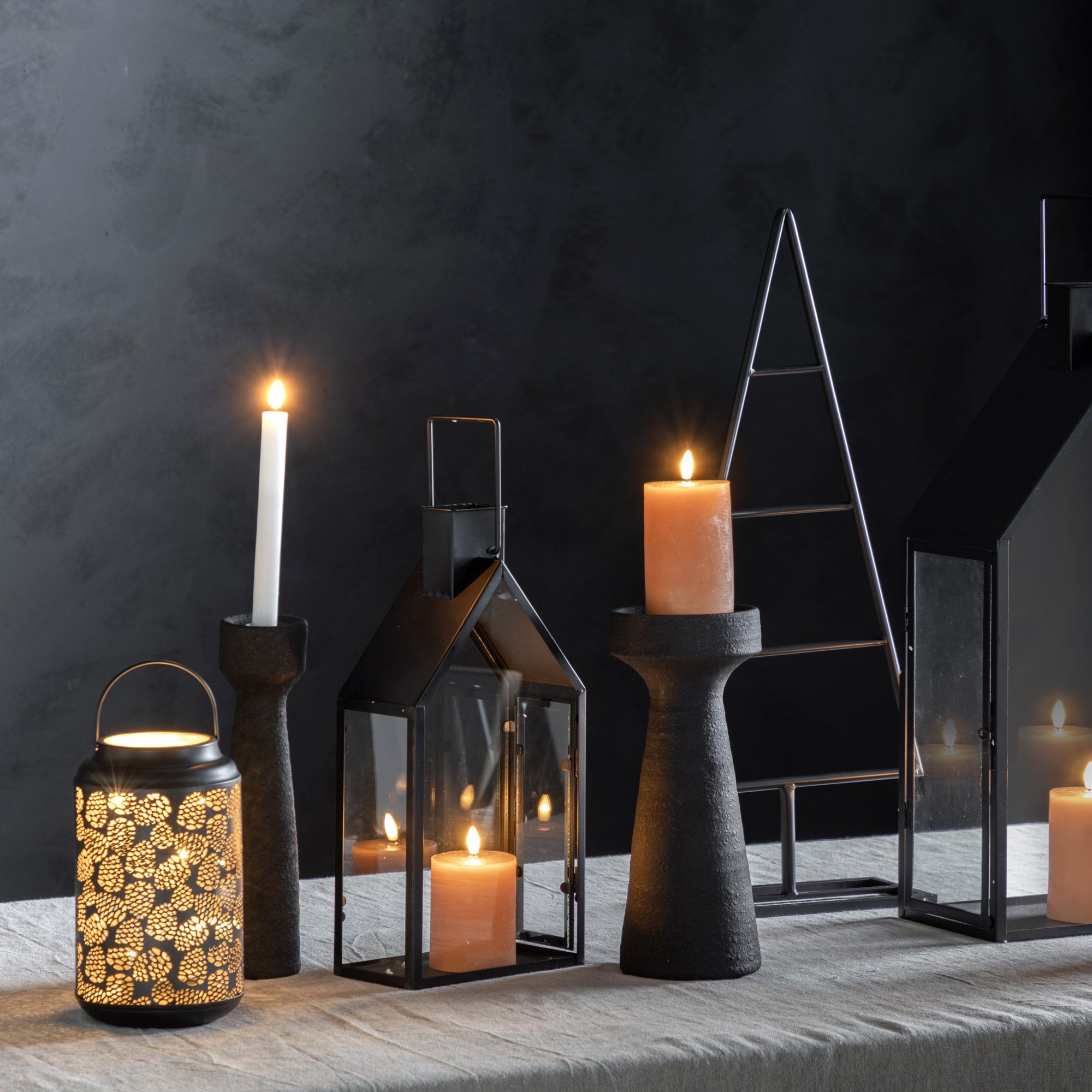 Luna Candlestick Small Black (Set of 2) by Abode