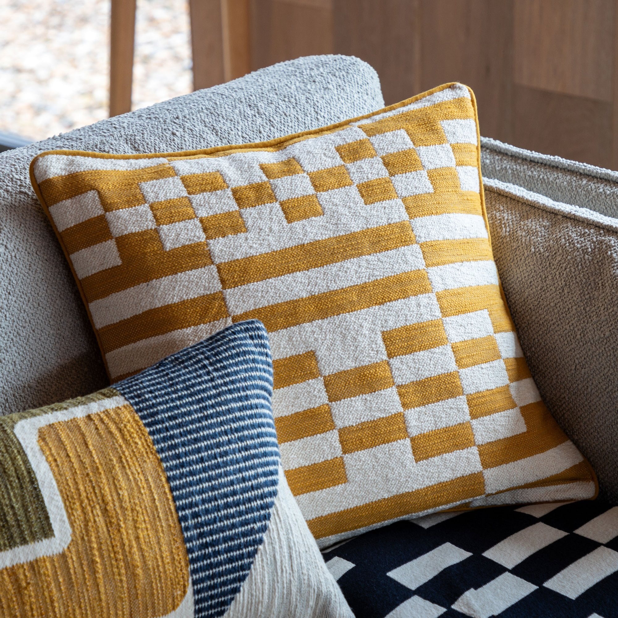 Lohko Woven Cushion Ochre by Abode