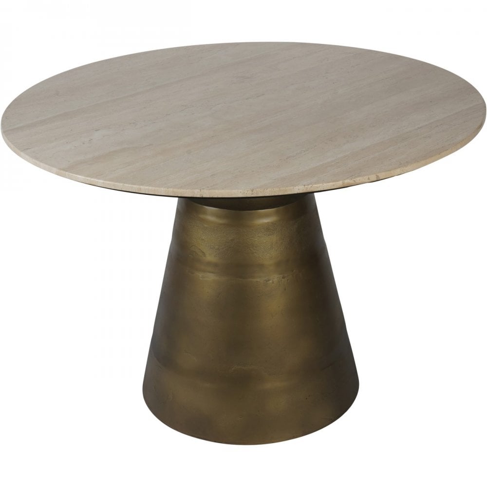 Clifton II Light Travertine Round Dining Table 120cm by Libra Interiors