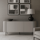 Lantine Sideboard Matte Light Grey Glass Top & Grey Lacquer Wood by Tommy Franks