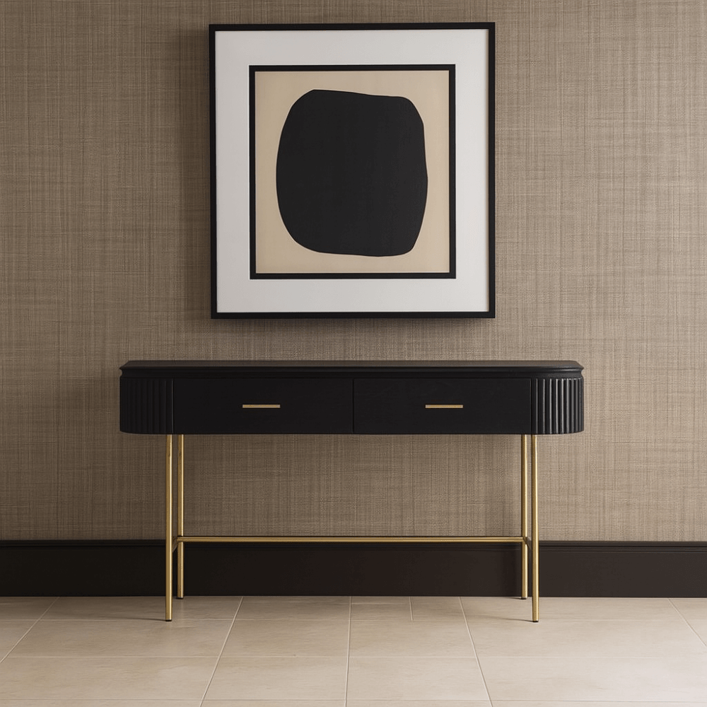 Lantine Matte Black Oak Console Table – Decorum Interiors