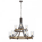 Angelo Two Tier Chandelier Distressed Weathered Oak & Slate Grey Metal 9 Light by Quintiesse