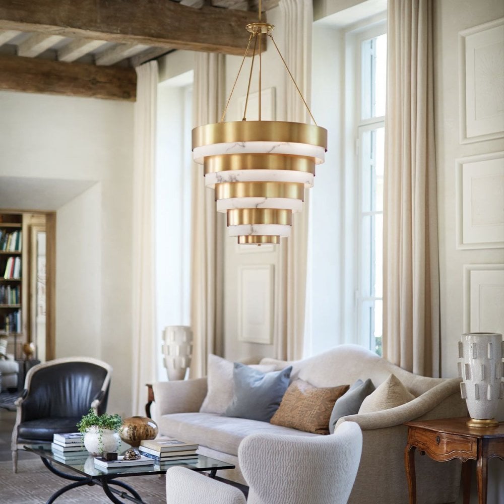 Echelon Heritage Brass 8 Light Pendant Light by Quintiesse