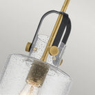 Kitner Natural Brass Single Glass Pendant Light by Quintiesse