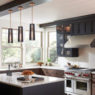 Linara Black & Natural Brass Single Pendant Light by Quintiesse
