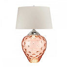 Samara Large Table Lamp Polished Nickel & Salmon Glass Base Fabric Shade by Quintiesse