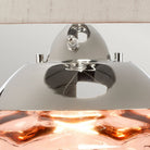 Samara Large Table Lamp Polished Nickel & Salmon Glass Base Fabric Shade by Quintiesse