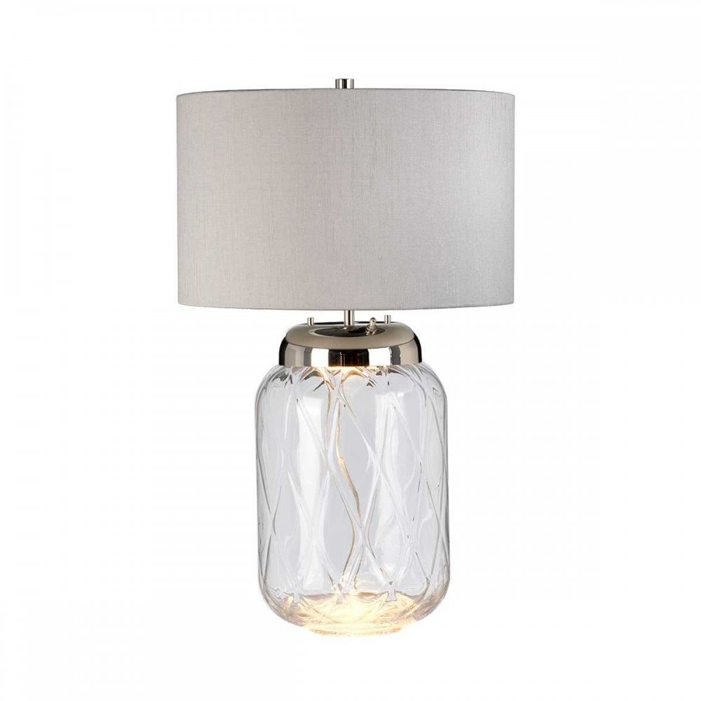 Sola Large Table Lamp Polished Nickel & Glass Base 2 Light by Quintiesse