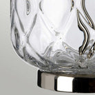 Sola Table Lamp Polished Nickel & Glass Base Silver Faux Silk Shade by Quintiesse