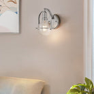 Somerset Brushed Nickel & Seeded Glass Wall Light by Quintiesse