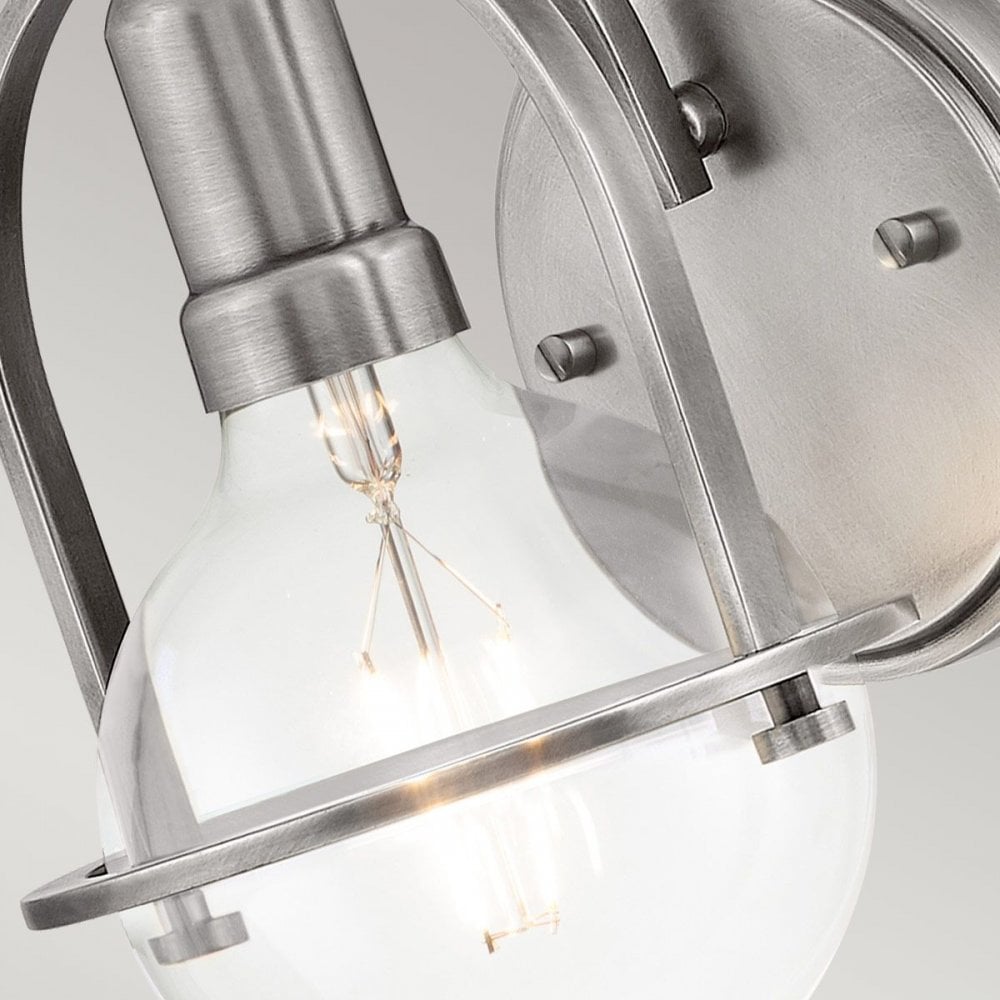 Somerset Brushed Nickel & Seeded Glass Wall Light by Quintiesse
