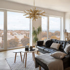 Vida Wide Burnished Gold & Glass Chandelier by Quintiesse