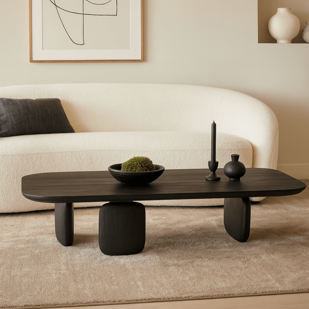 Underline Coffee Table Black Oak Oval – Decorum Interiors