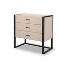 Almati Chest of Drawers Matt Black Metal Frame & Mink Faux Leather Drawers 3 Drawer by Liang & Eimil